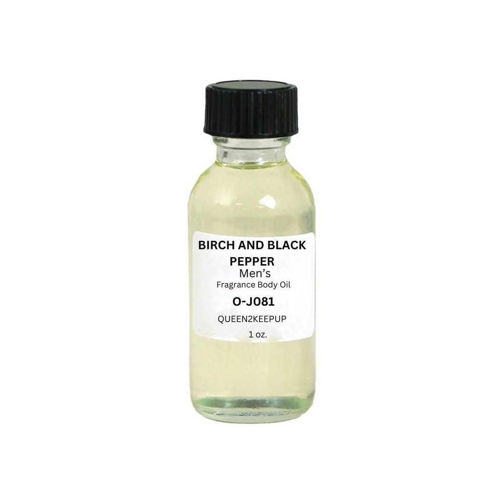 Birch and Black Pepper Men's Body Oil Smoky Woods Spicy Bold Rugged Scent 1 oz